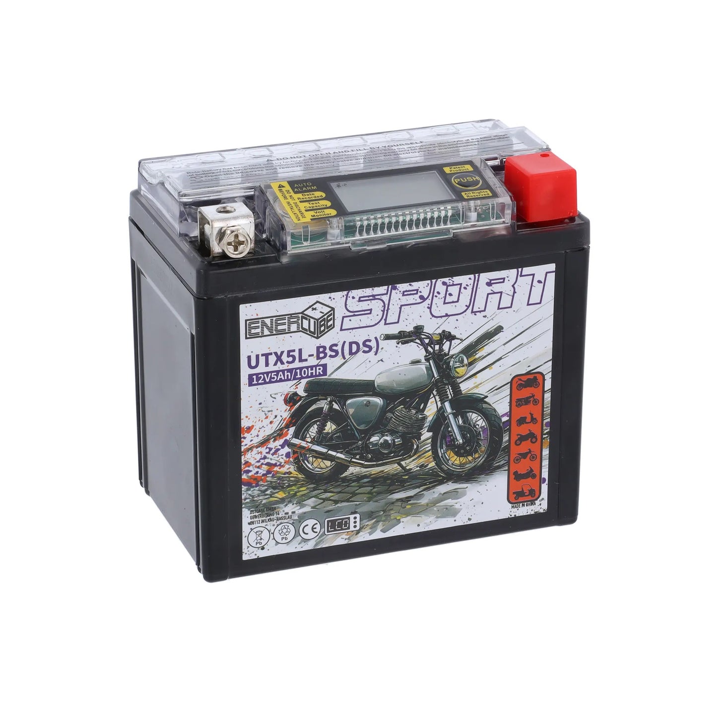 GEL-Batterie 12V 5Ah mit LCD Display für Simson* S50, S51, S70