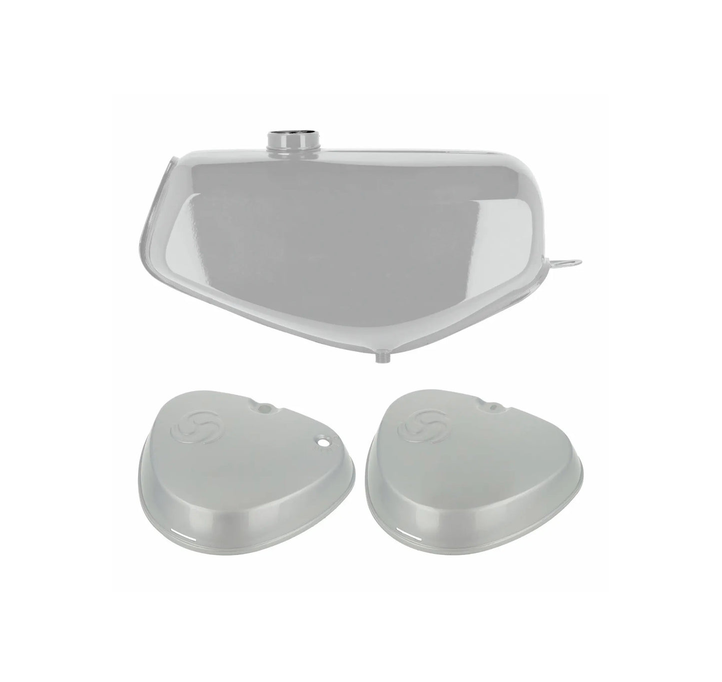 SET: Tank + eckige Seitendeckel silber S50, S51, S70