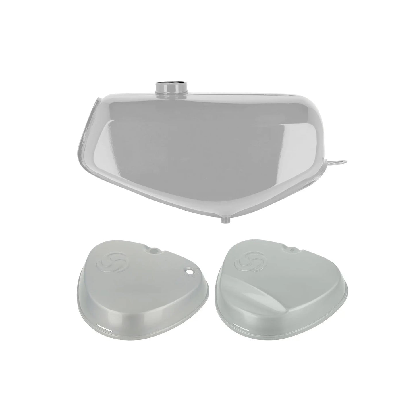 SET: Tank + eckige Seitendeckel silber S51E, S70E Enduro