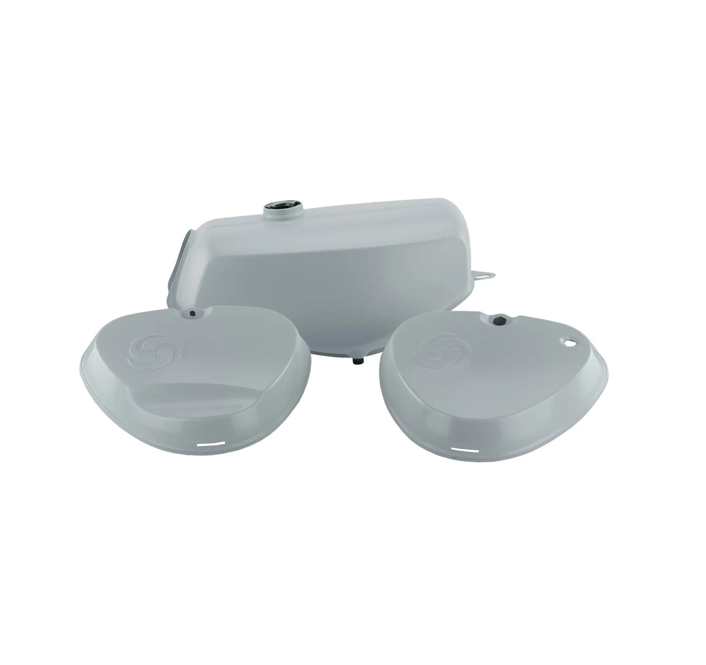 SET: Tank + Export Seitendeckel ENDURO S50, S51, S70 grundiert mit Wirbel