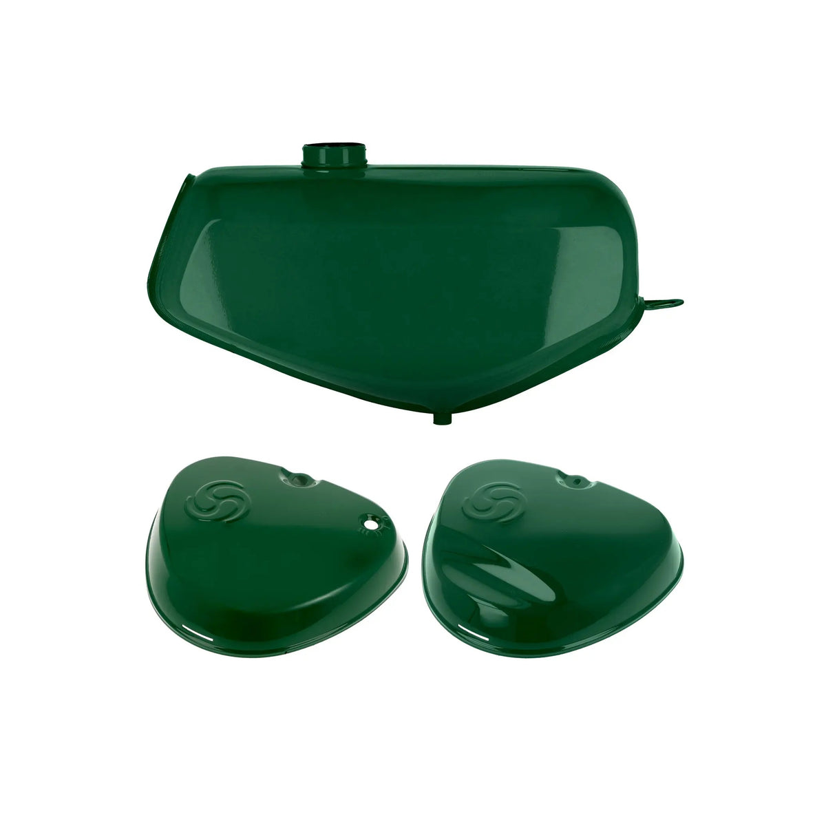 SET: Tank + eckige Seitendeckel billardgrün S51E, S70E Enduro