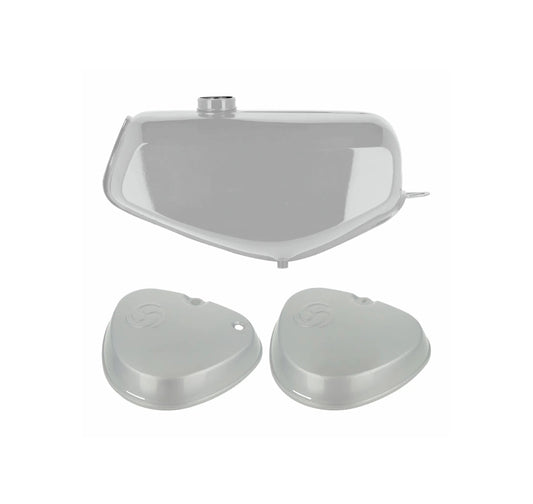 SET: Tank + eckige Seitendeckel silber S50, S51, S70