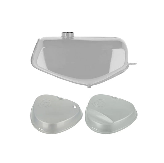 SET: Tank + eckige Seitendeckel silber S51E, S70E Enduro